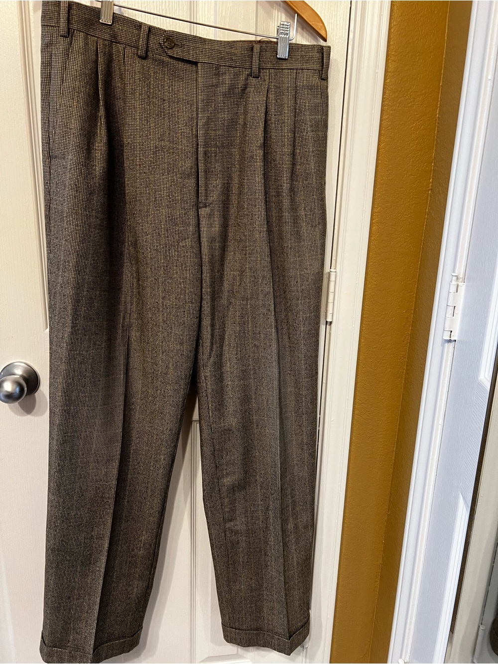 Lauren Ralph Lauren 100% Wool Houndstooth Pleated Dress Pants 36x32